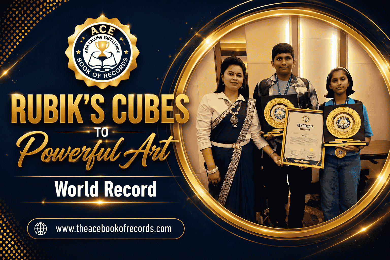 Maharashtra sibling duo creates 169 Rubik’s Cube mosaic designs and earns world record recognition from Ace Book Of Records.