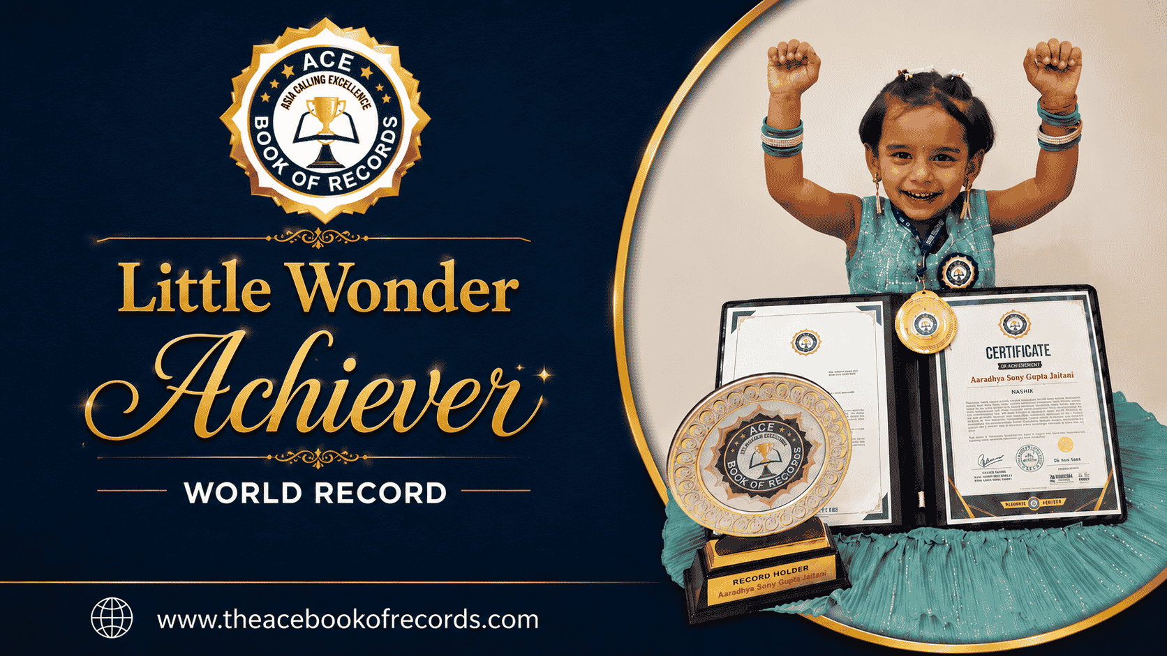Nashik’s Little Wonder Achiever creates a world record with extraordinary multilingual talent in Ace Book Of Records recognition.