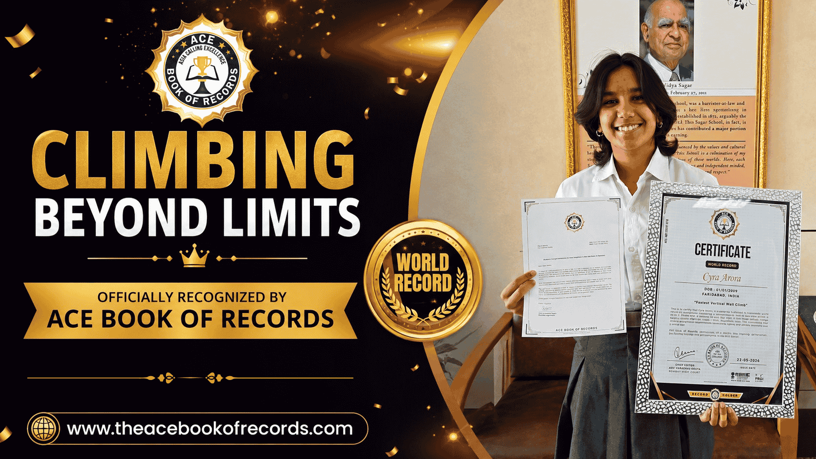 At just 16 years old, Cyra Arora of The Sagar School, Rajasthan, has achieved an incredible milestone by climbing a 44-foot wall in only 79 seconds and earning a world record. Her determination, courage, and dedication prove that age is no barrier to success. Congratulations to this young achiever for making Rajasthan and India proud! 🇮🇳✨