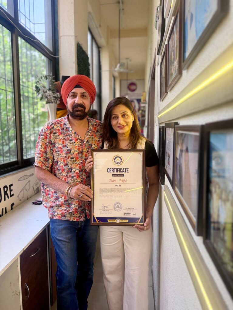 NIIFD Thane creates a world record with a 12-second saree drape, 100 drapes in 50 minutes, and 528 unique saree styles at Korum Mall.